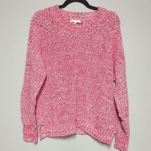 Skies Are Blue Red and White Cable Knit Sweater